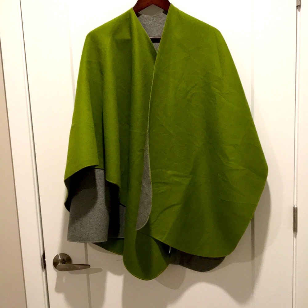 New green grey felt coat high end cashmere wrap blanket cape poncho